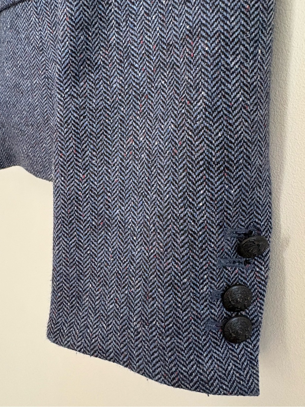 Veronica Beard Celina Upcollar Dickey Herringbone Wool Blend Blazer Blue Sz 4 - Picture 5 of 7
